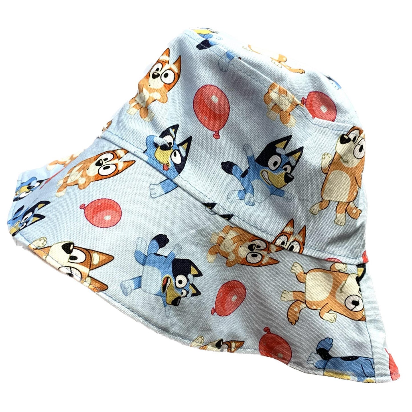 Teacups n Quilts- Bluey & Bingo Balloons Fabric Hat- Adult Size