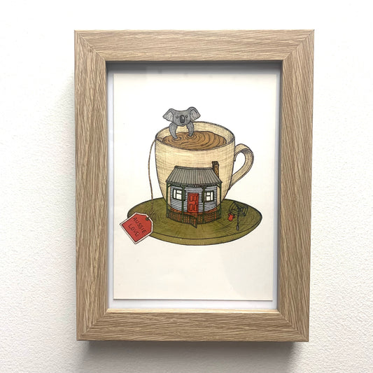 THE NONSENSE MAKER- "Australian Cuppa- House" Framed Image