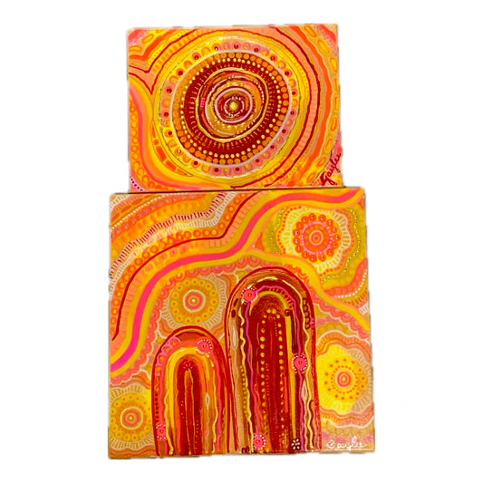 ART BY GAYLEE - Two Canvas Pair- Original Painting #1- Earthy