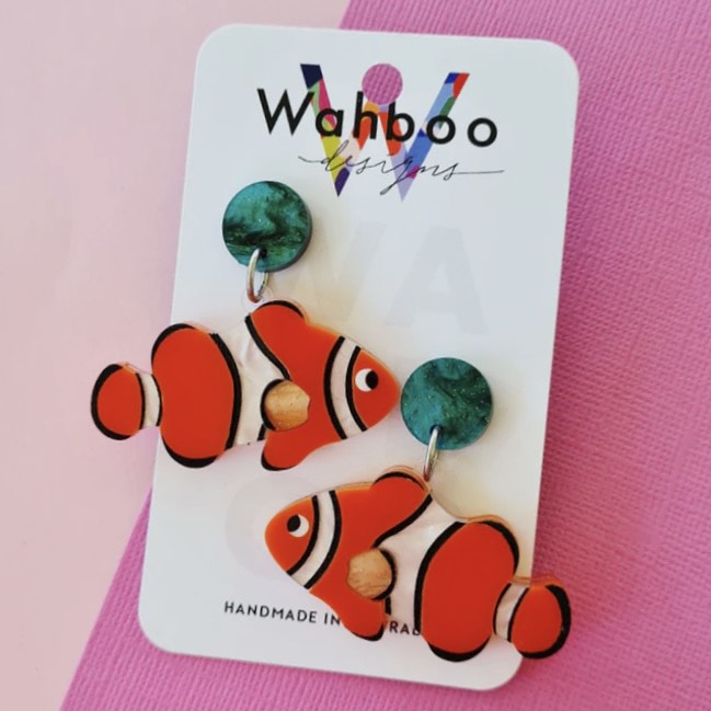 WAHBOO- Clown Fish Stud Dangle Earrings
