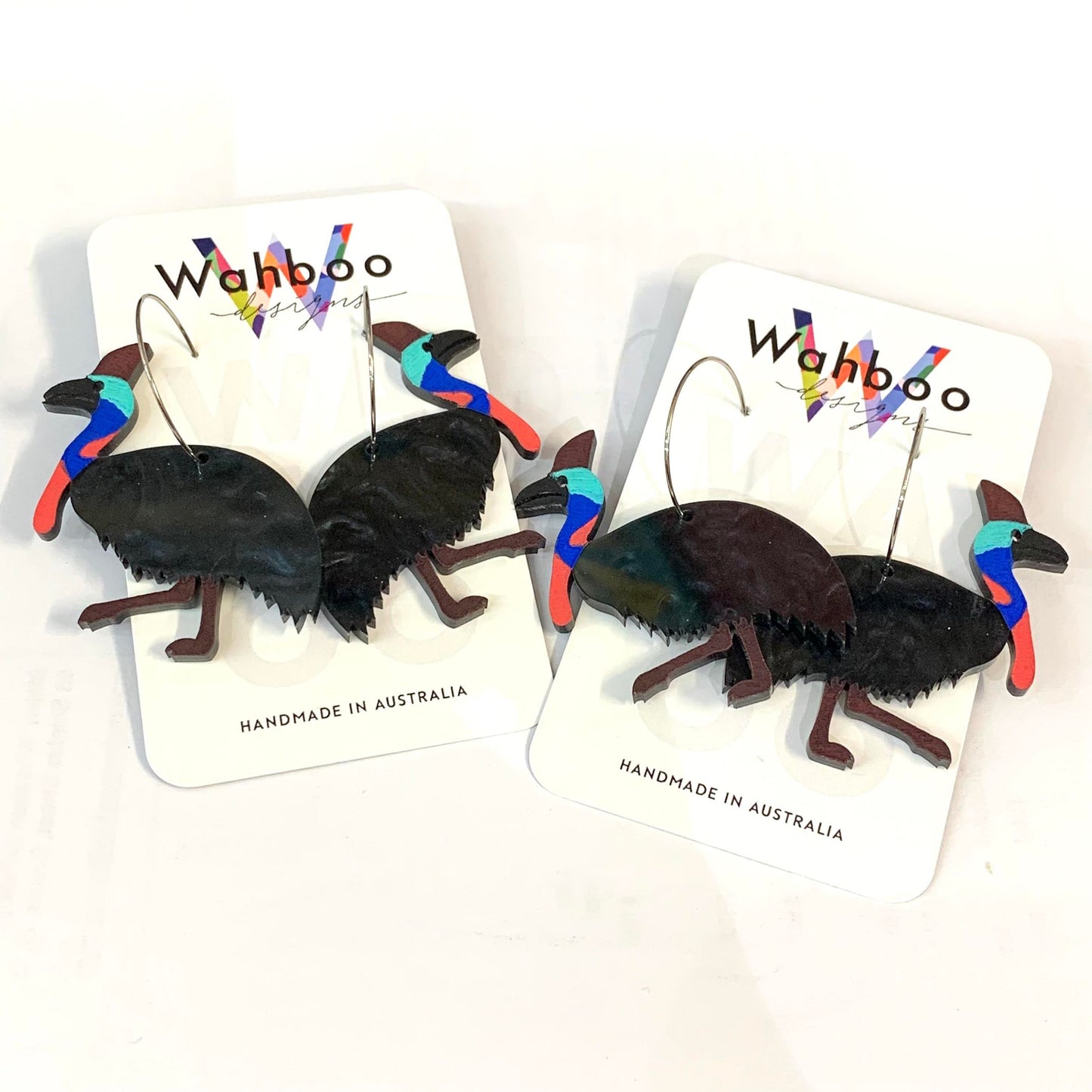 WAHBOO- Cassowary Hoop Dangle Earrings