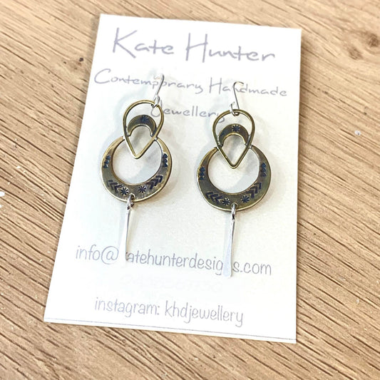 KATE HUNTER - Silver & Brass Celestial Dangle Earrings