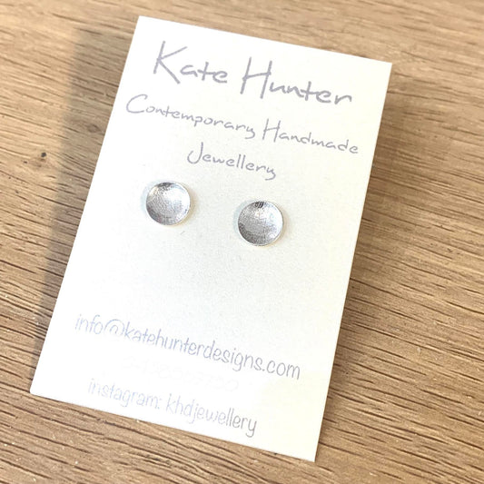 KATE HUNTER - Silver Leaf Skeleton Medium Stud Earrings