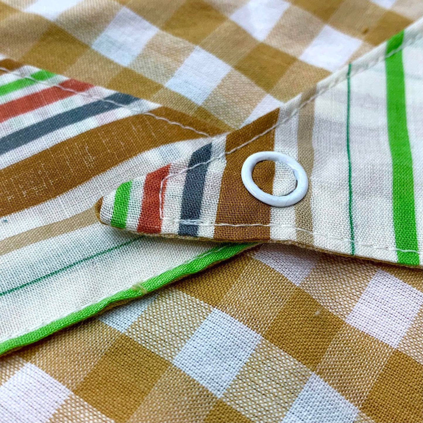 MAKIN' WHOOPEE - Small Pet Bandana- Earthy Stripes & Mustard Gingham