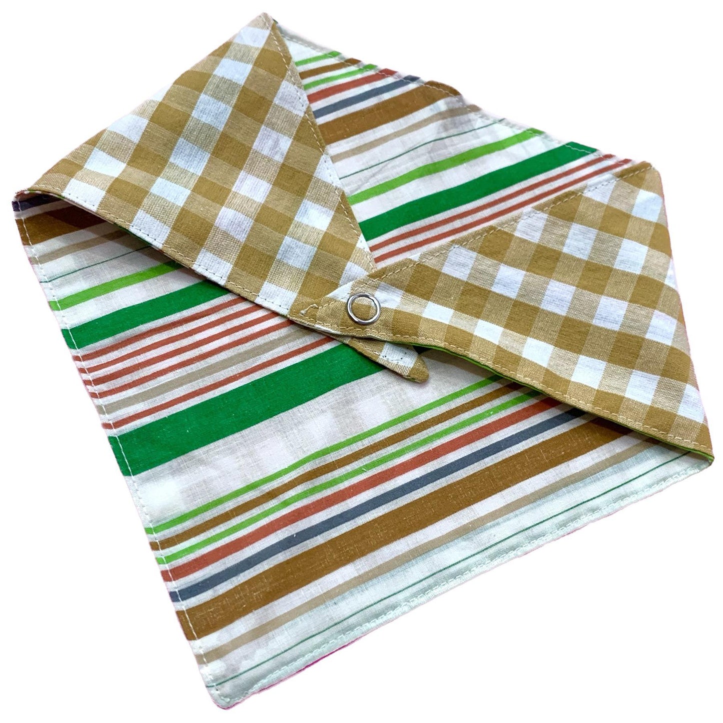 MAKIN' WHOOPEE - Small Pet Bandana- Earthy Stripes & Mustard Gingham