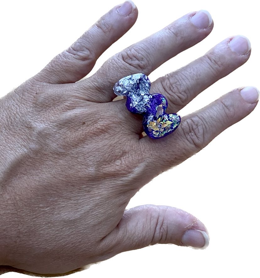 WATSON THE PUMPKIN - Large Resin Ring - Purple with Glitter - Squiggle