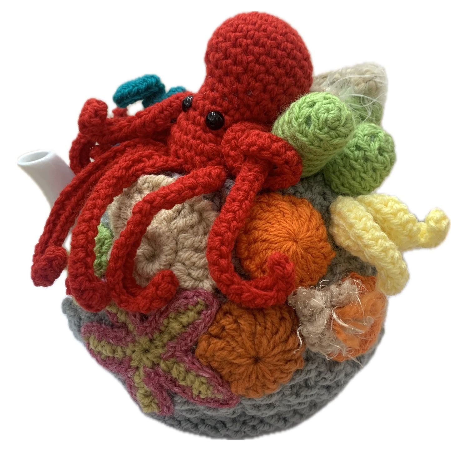 BEAKNITS- CROCHET TEA COSY- OCTOPUS’ GARDEN