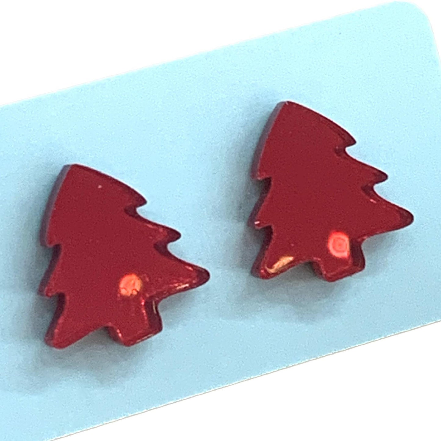 MAKIN' WHOOPEE - Mirror Christmas Tree Studs- Red