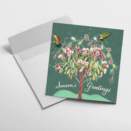 NUOVO - "SEASON'S GREETINGS" SMALL CHRISTMAS SQUARE CARD