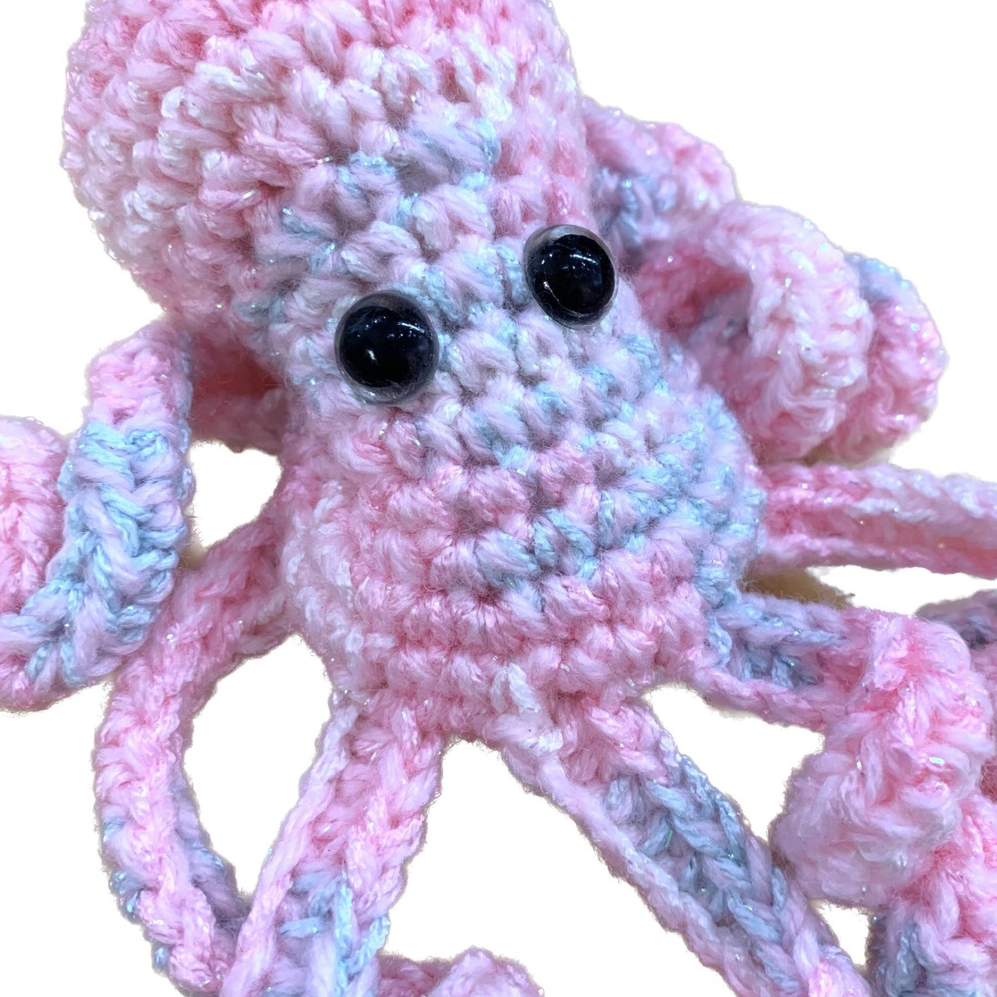 BEAKNITS- CROCHETED OCTOPUS - Light Pink with Pale Blue