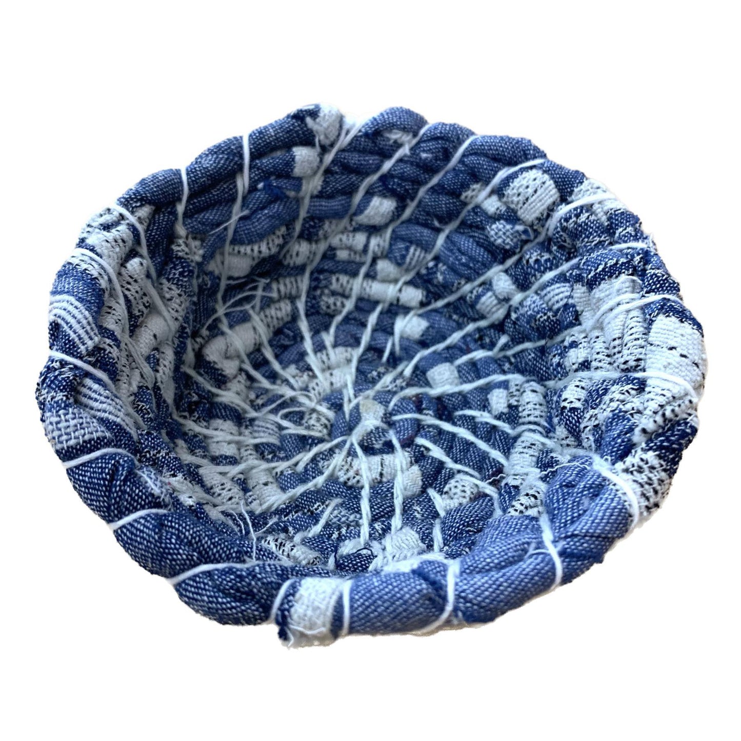 SCRAPPY BOWLS- RECYCLED FABRIC BOWLS- SMALL BLUE GREY SHIBORI LOOK