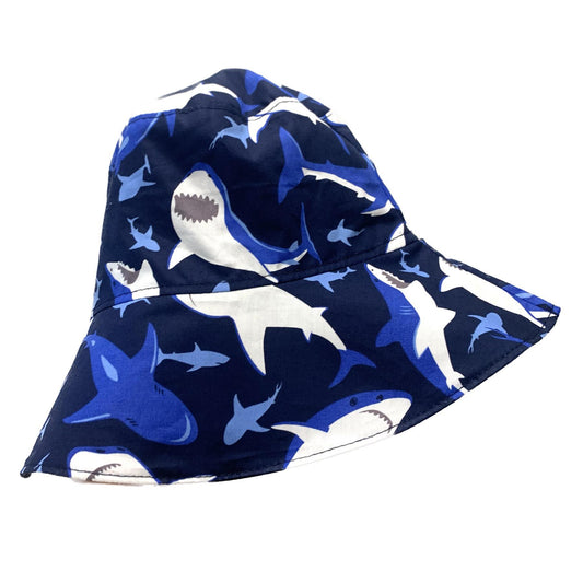 Teacups n Quilts- "Sharks" Fabric Hat- Adult Size