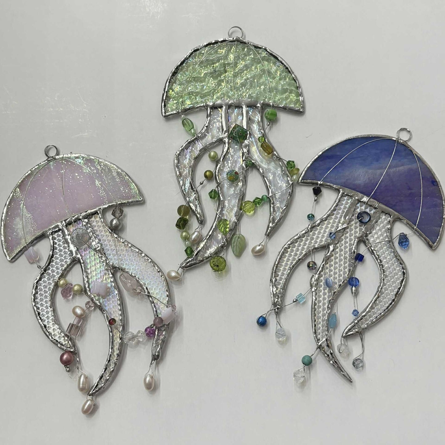 SWAN GLASS -STAINED GLASS JELLYFISH - GREEN