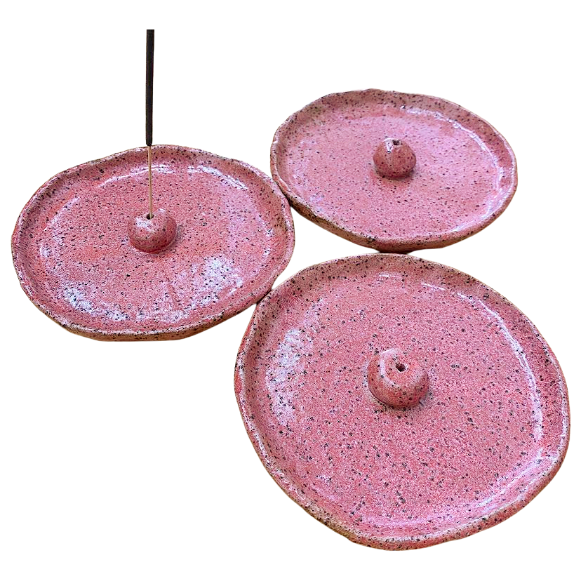 EARTH BY HAND- Hand Built Clay Incense Holders - Pink Glaze