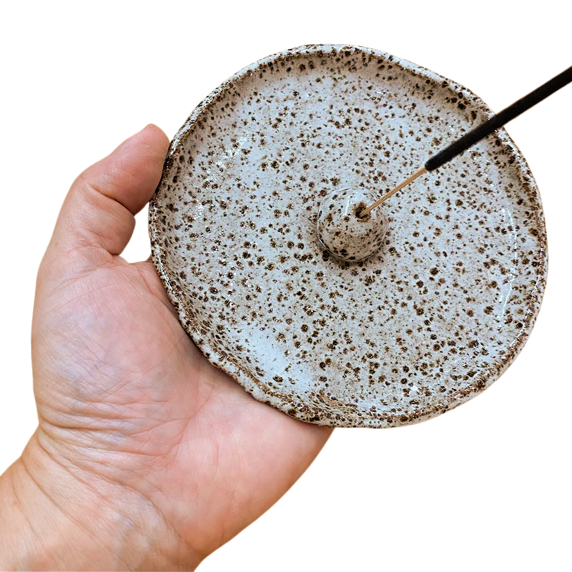EARTH BY HAND- Hand Built Clay Incense Holders - White Glaze
