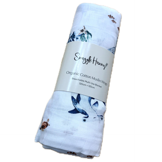 SNUGGLE HUNNY Ocean Organic Muslin Wrap
