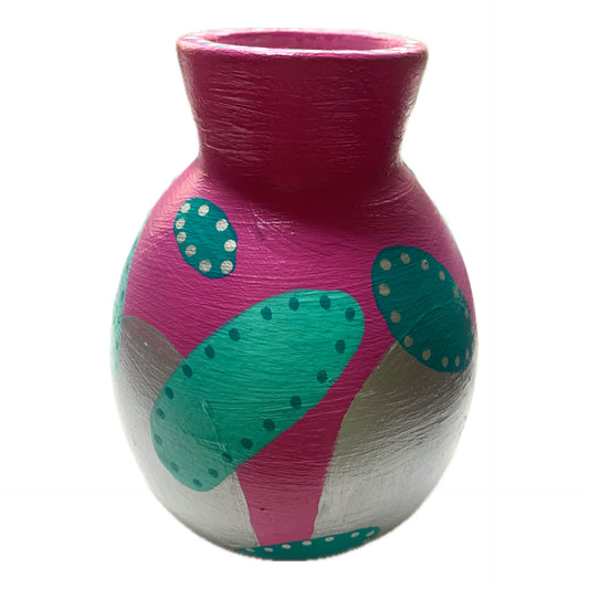 THIS BIRD HAS FLOWN - Small Elipse Vase- Teal & Purple- Decorative Only