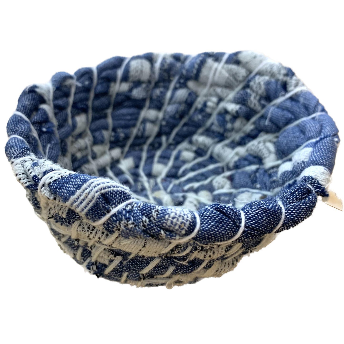 SCRAPPY BOWLS- RECYCLED FABRIC BOWLS- SMALL BLUE GREY SHIBORI LOOK