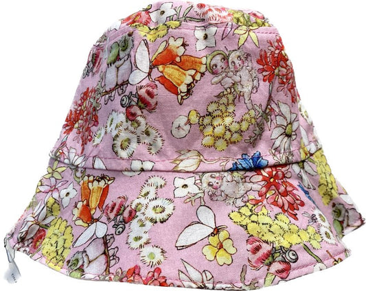 Teacups n Quilts - May Gibbs Fabric Hat - Pink Background - Kids Size Small
