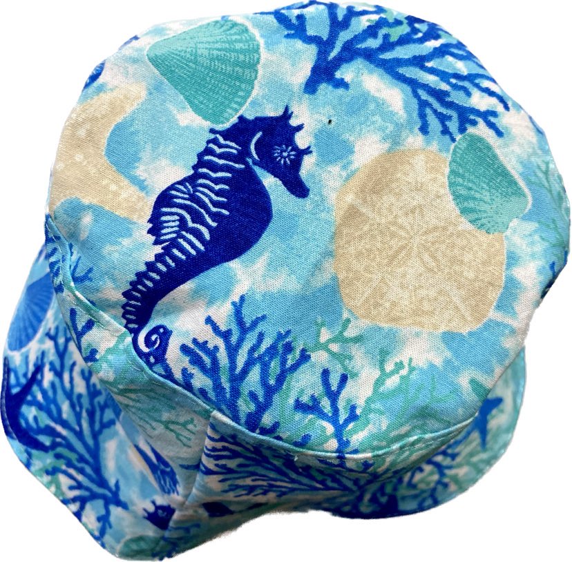 Teacups n Quilts- Reef Fabric Hat- Kids Size Small