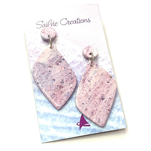 Sailvie Creations - Diamond Lavender Stone Stud Top Dangle Earrings