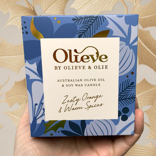 OLIEVE AND OLIE- Zesty Orange & Warm Spices- Christmas Candle- Blue