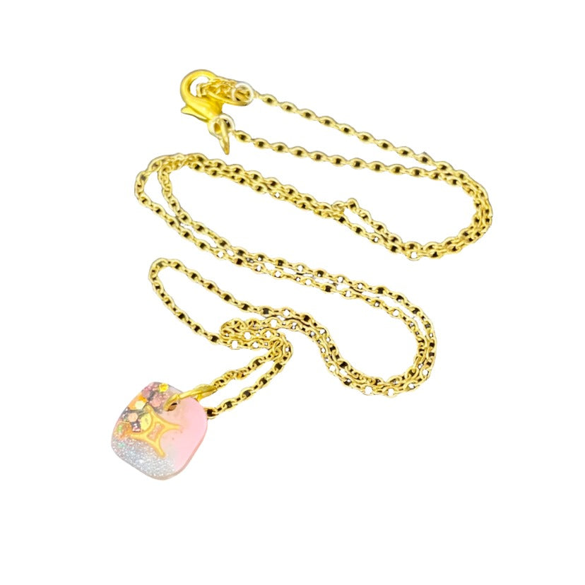 WATSON THE PUMPKIN - Zodiac Pendant - GEMINI - Pink & Rose Gold