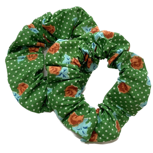 MAKIN' WHOOPEE - "Green Spotty Floral" REGULAR SCRUNCHIES