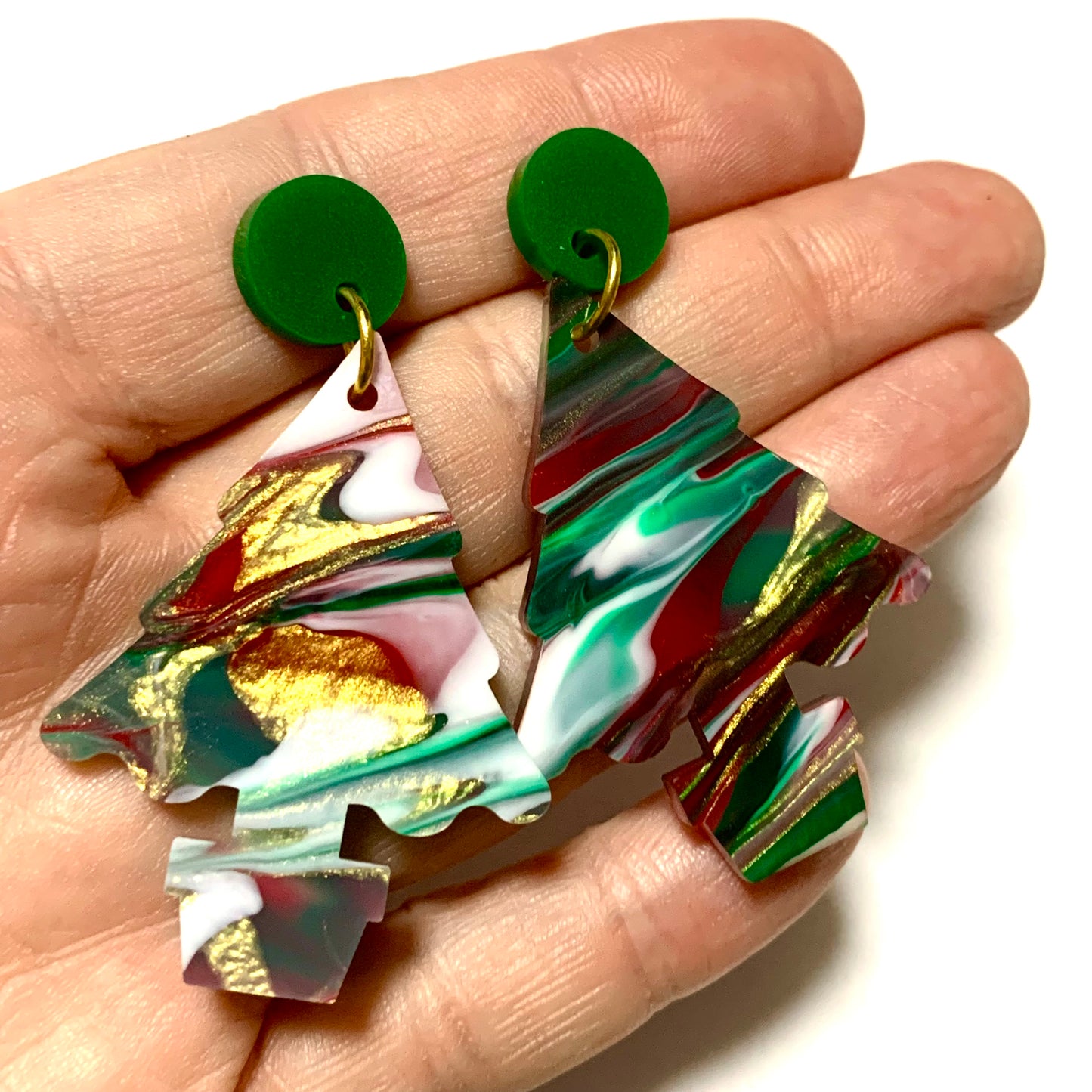 MAKIN' WHOOPEE - “YULE MARBLE” CHRISTMAS TREE STUD DANGLES