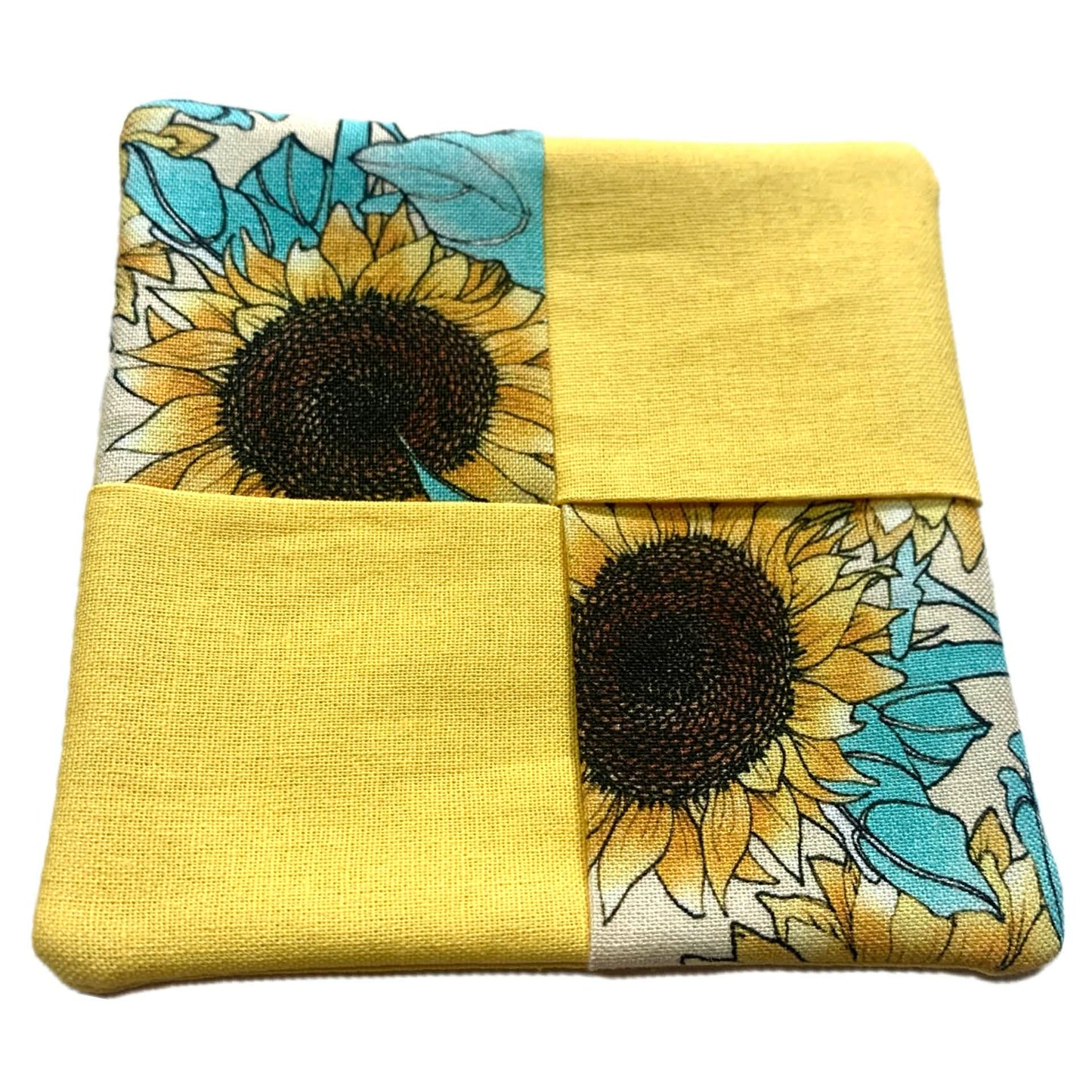 MUMMA WHOOPEE- SINGLE WINE GLASS SLIPPER/COASTERS- Sunflowers & Yellow