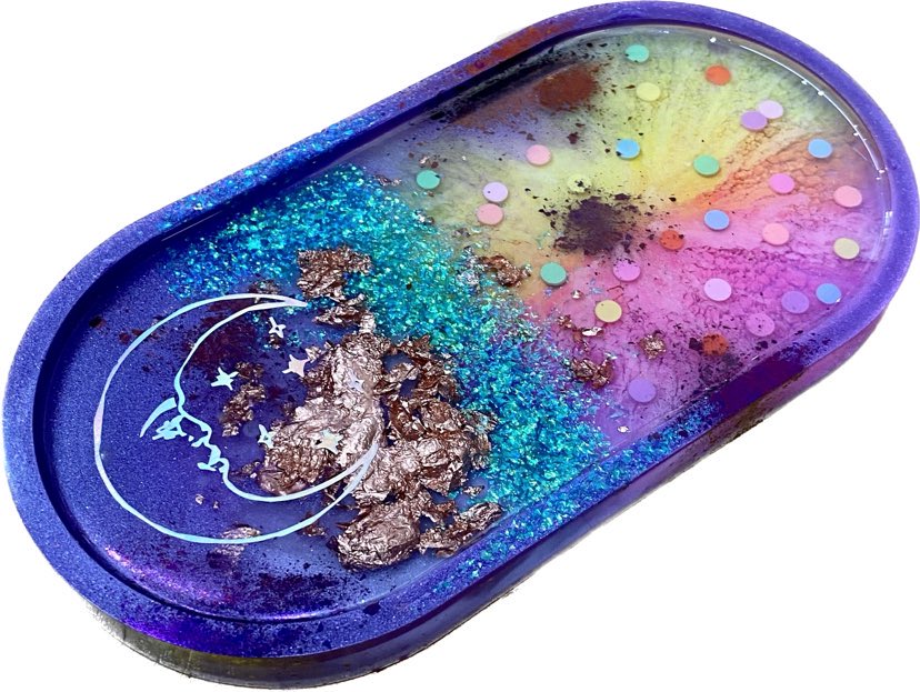 WATSON THE PUMPKIN - Oval Tray - Lunar Colour bomb Confetti with Lilac Rim