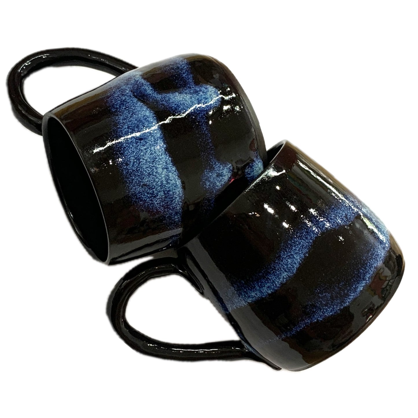 EARTH BY HAND- Black & Blue Glazed Mugs