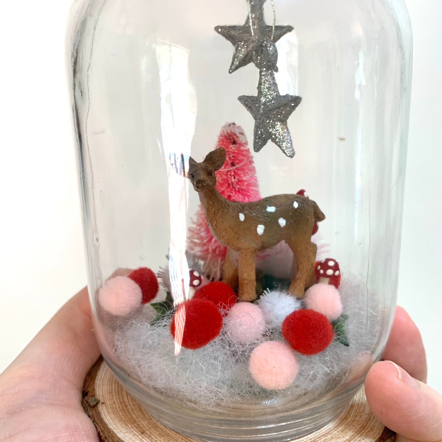 THIS BIRD HAS FLOWN- Christmas Jar Decoration- Medium Pinkmas Deer