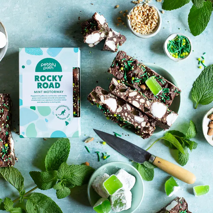 PEBBLY PATH- Rocky Road Bars - Mint Motorway Flavour- 100G