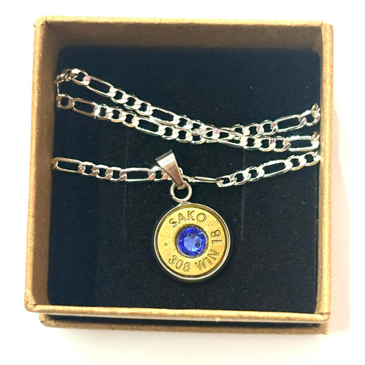 WILD BRASS- Pendant Necklace with Dark Blue Swarovski Crystals