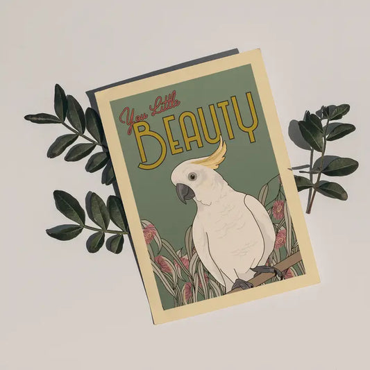 Green Mini Creative - Postcard- White Cockatoo: "You Little Beauty"