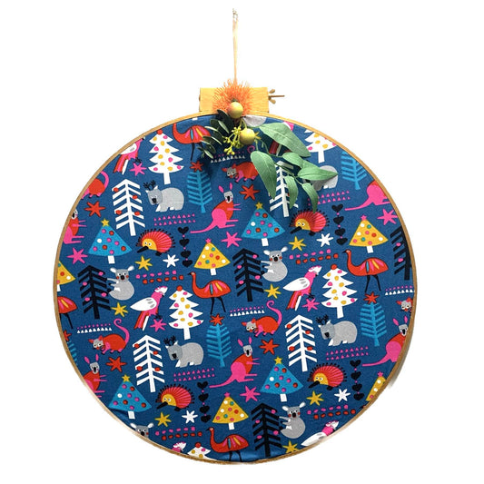 THIS BIRD HAS FLOWN- "Australiana Christmas" Jumbo Embroidery Hoop Christmas Decoration