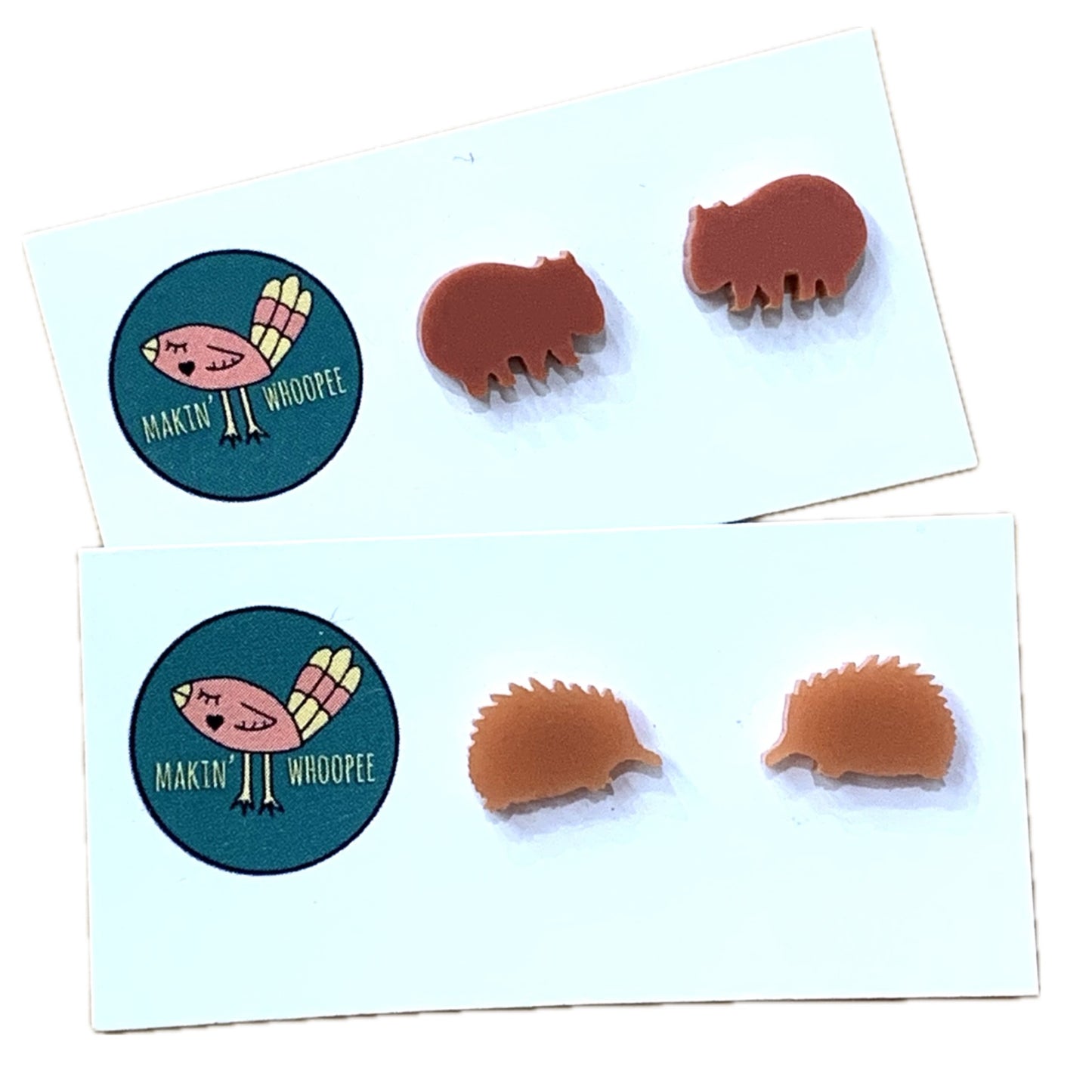 MAKIN' WHOOPEE - Little Aussies- "Wombats" Stud Earrings - Terracotta