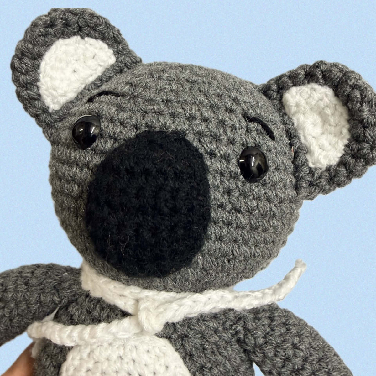 BEAKNITS- CROCHET KOALA WITH WHITE SCARF