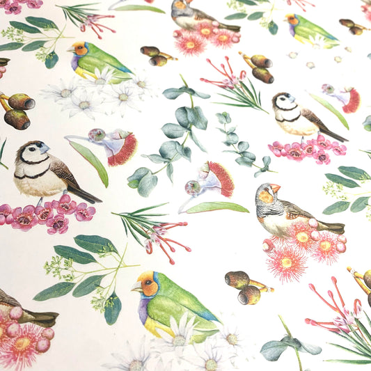 NUOVO - Gift Wrap- Birds & Flowers