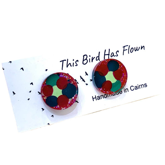 THIS BIRD HAS FLOWN- Handpainted Christmas Small Studs- #6