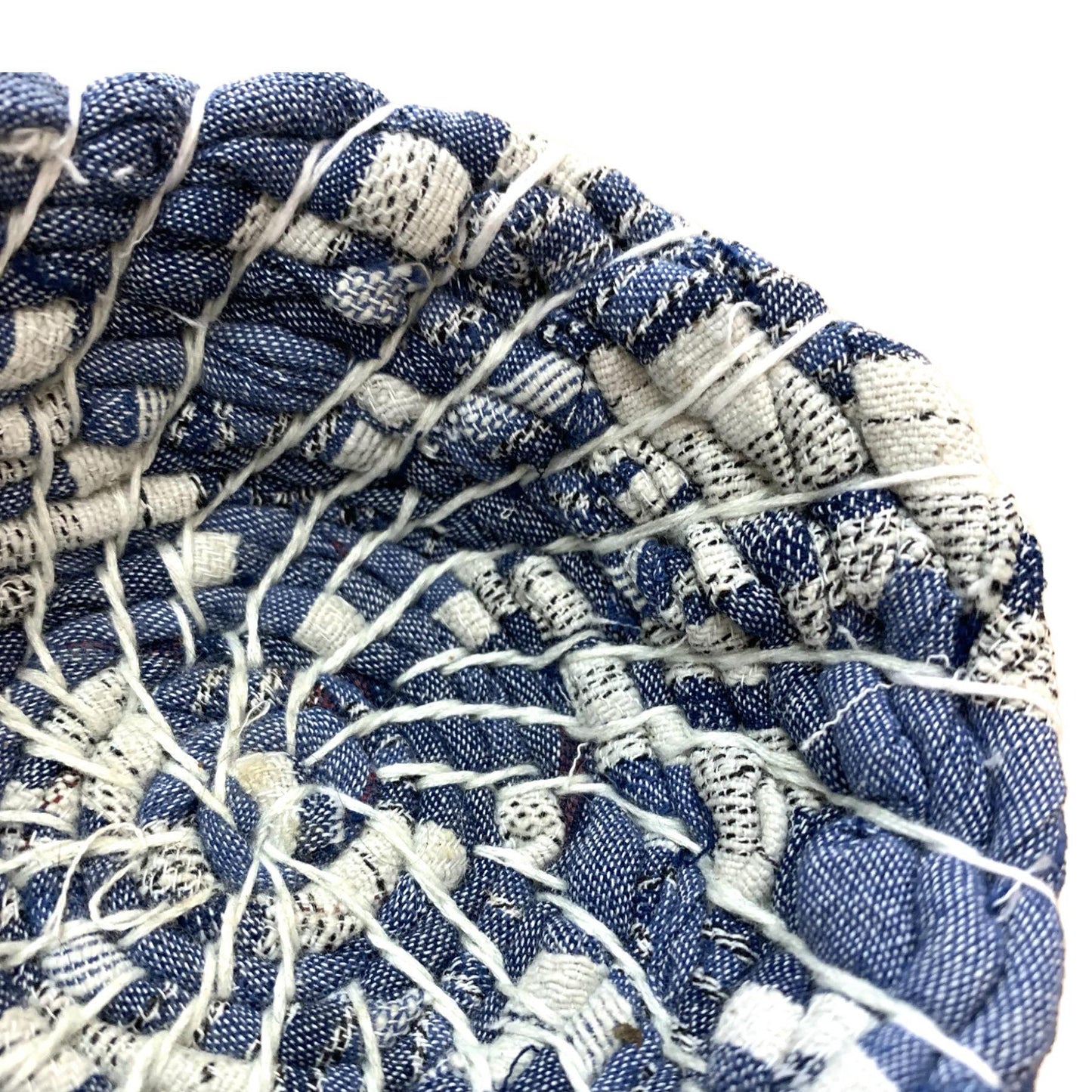 SCRAPPY BOWLS- RECYCLED FABRIC BOWLS- SMALL BLUE GREY SHIBORI LOOK