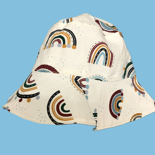Teacups n Quilts- Boho Rainbow Fabric Hat - Small Adult/Large Child Size