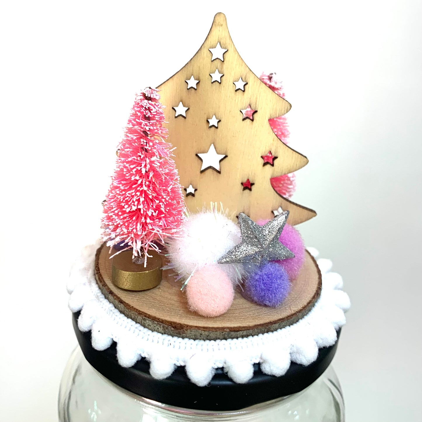 THIS BIRD HAS FLOWN- Christmas Jar Decoration- Medium Pink & Purple Scandi Tree