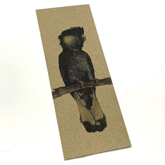 Shanna Trees Creations- "Yellow Tailed Black Cockatoo" Bookmark- Natural Paper