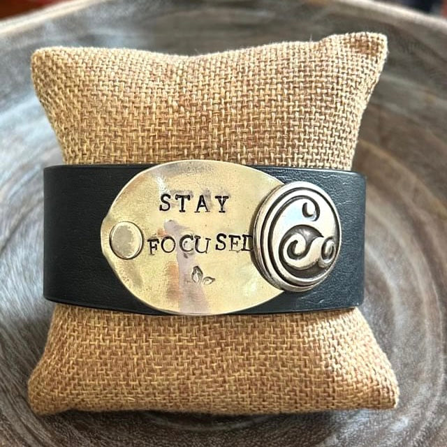 MOLLY MADE- "Stay Focused" Upcycled Spoon & Recycled Leather Cuff