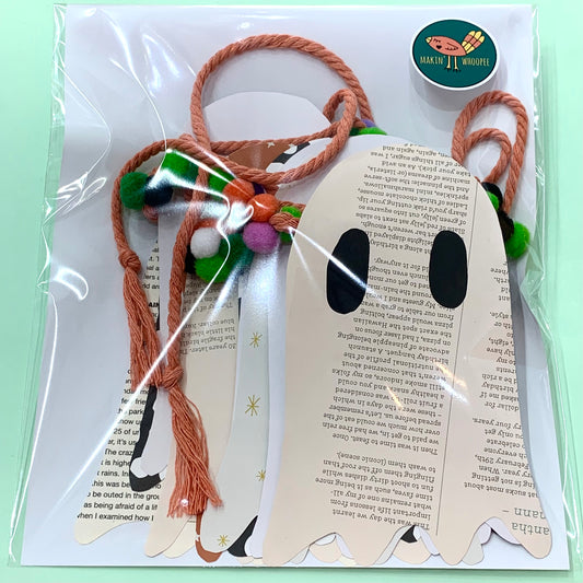 MAKIN' WHOOPEE - LARGE HALLOWEEN BUNTING- Recycled Paper 4 coloured Pom Poms