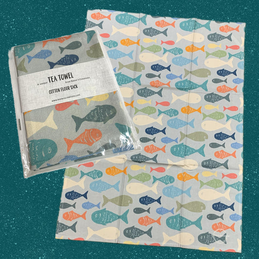 ESZTER'S CREATIONS - "Happy Fish"- Tea Towel