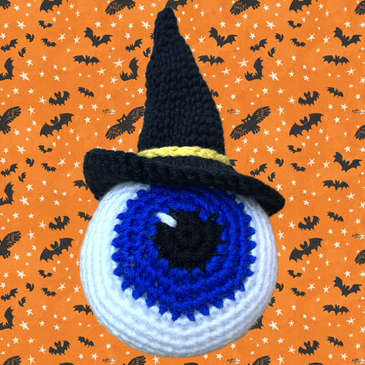 BEAKNITS- "BLUE EYEBALL"- CROCHETED HALLOWEEN TOY/DECORATION