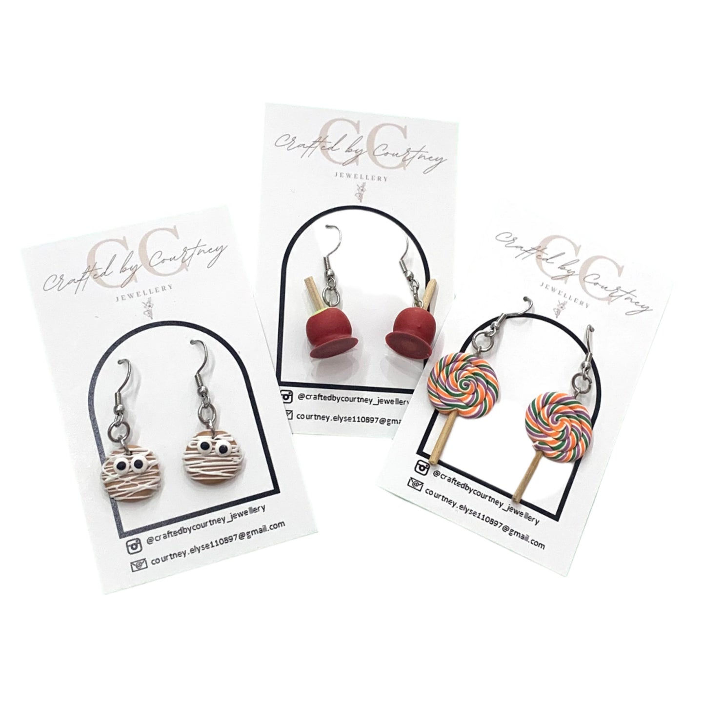 CRAFTED BY COURTNEY- Handmade Halloween Lollipops- Polymer Clay Earrings